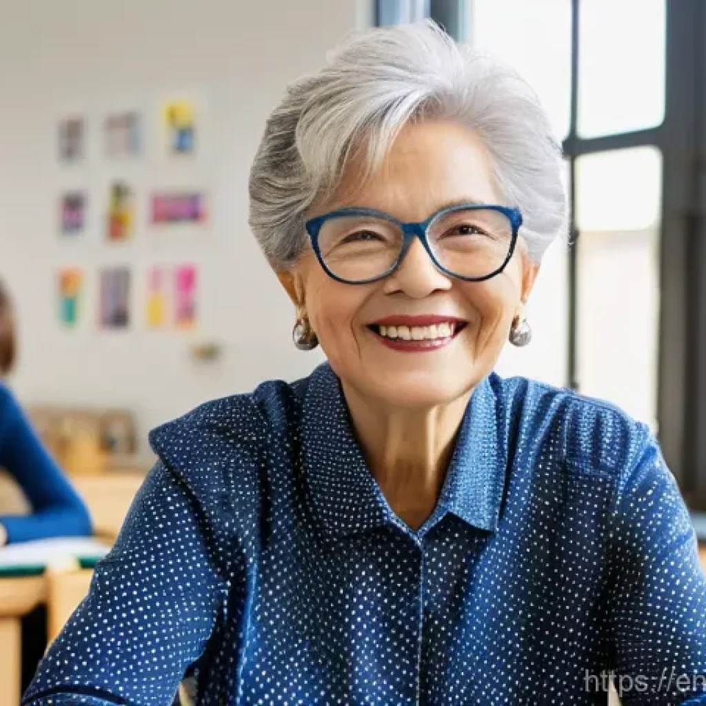 포지티브 심리학의 관점에서 본 지혜로운 노화 - **Prompt:** A vibrant, stylish senior woman in her late 60s, with a warm, genuine smile, is actively...